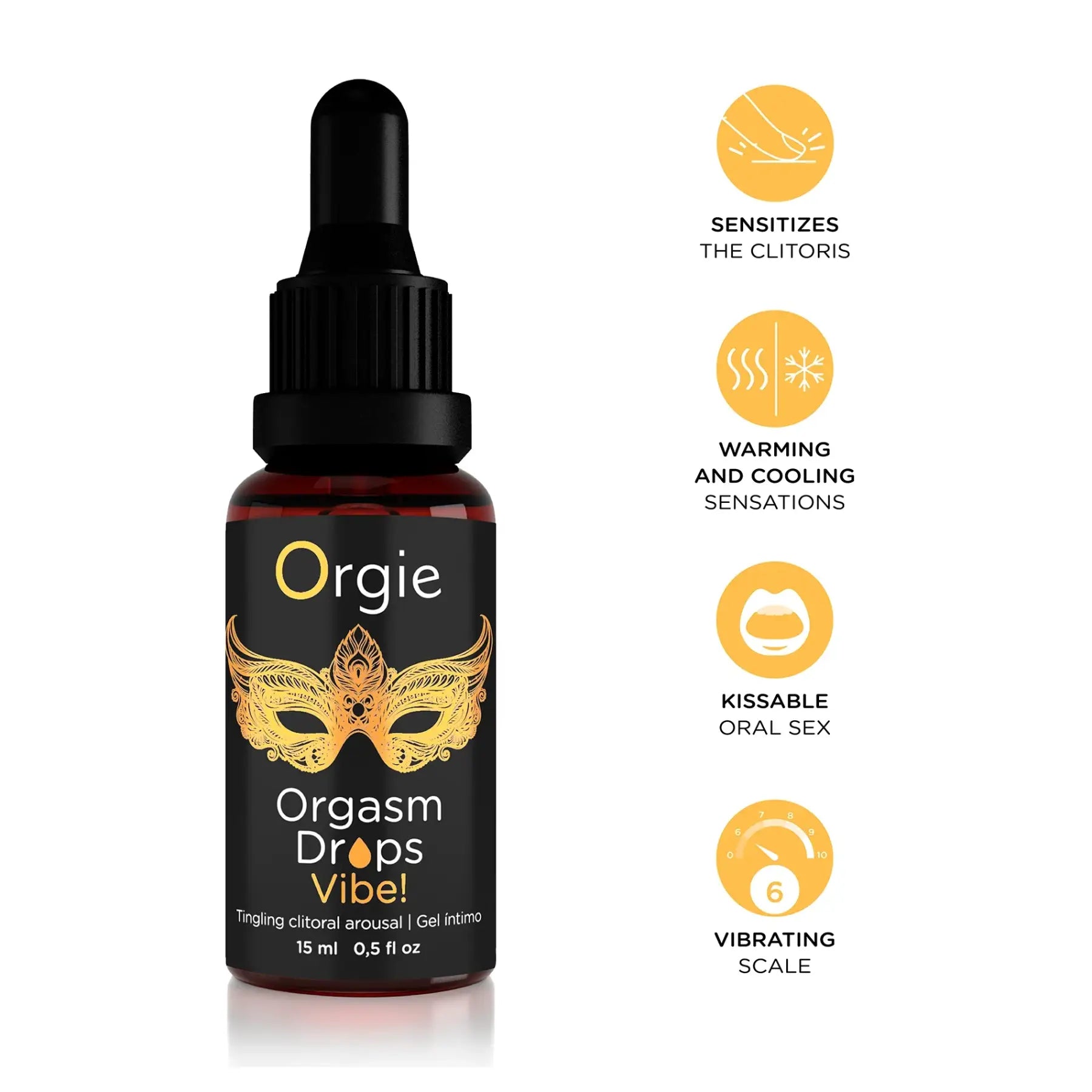 Orgie Peach Flavored Orgasmic Drops Vibe! Intimate Arousal Gel - 0.5 fl. oz. - Enhancers