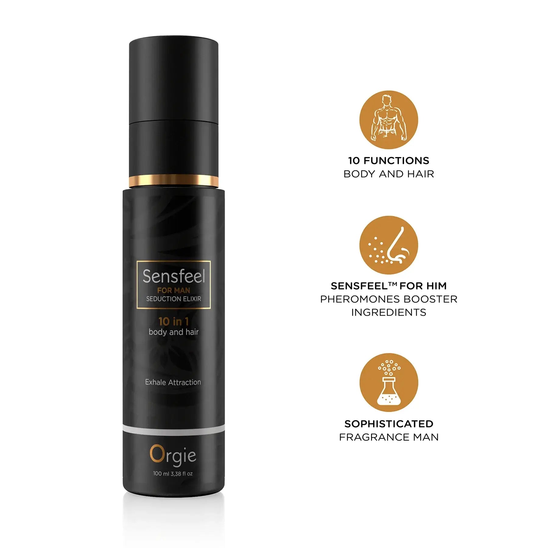 Orgie Sensfeel for Man Seduction Elixir | 10-in-1 Hair & Body Lotion 3.38 fl. oz.