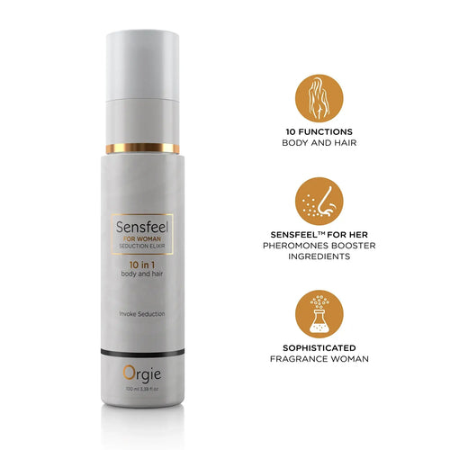Orgie Sensfeel for Woman Seduction Elixir | 10-in-1 Hair & Body Lotion 3.38 fl. oz.