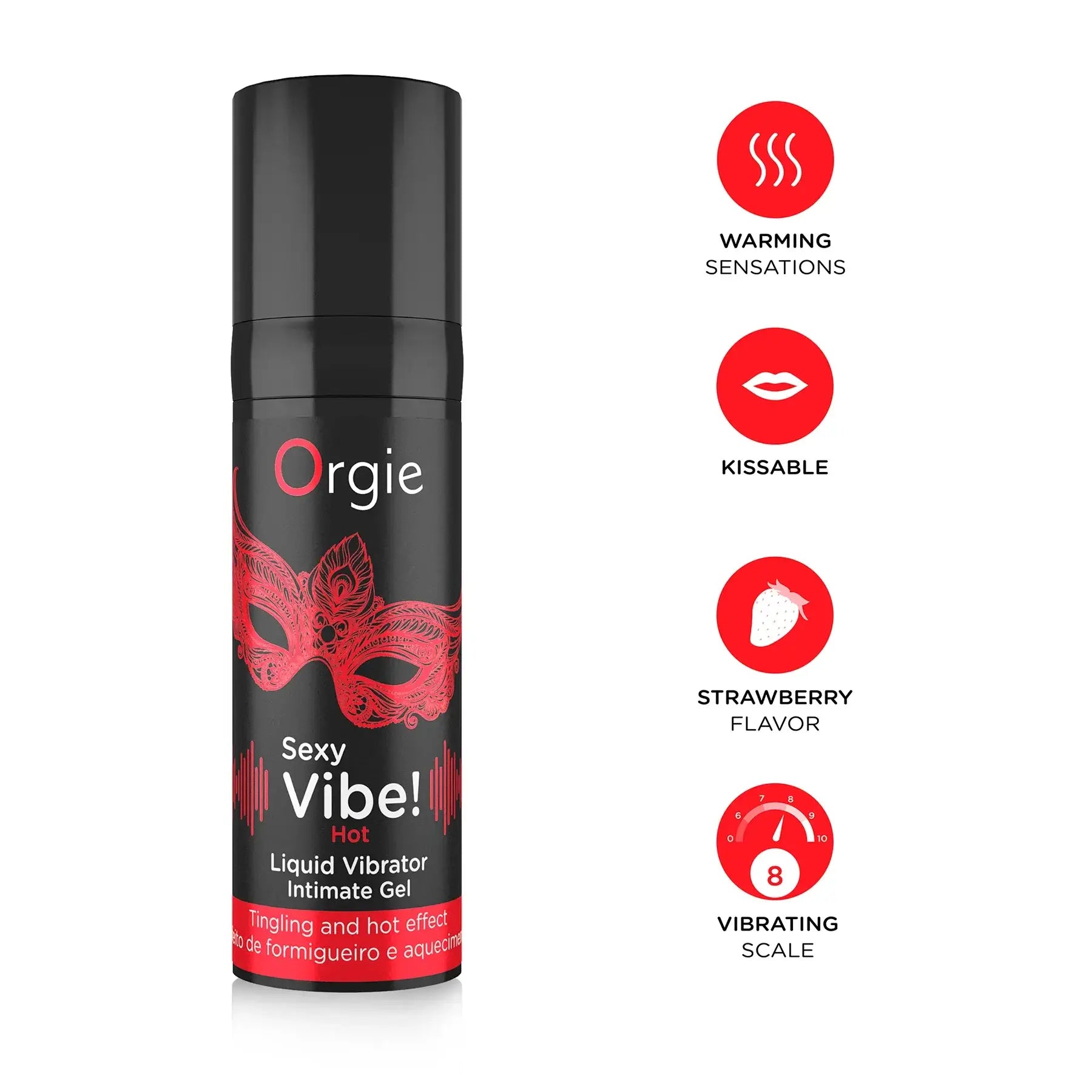 Orgie Sexy Vibe Hot Strawberry Flavored Intimate Arousal Gel - 0.5 fl. oz. - Enhancers