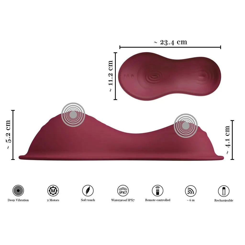 Orion Vibepad Intense 2 Remote-Control Sit-On Vibrator Burgundy