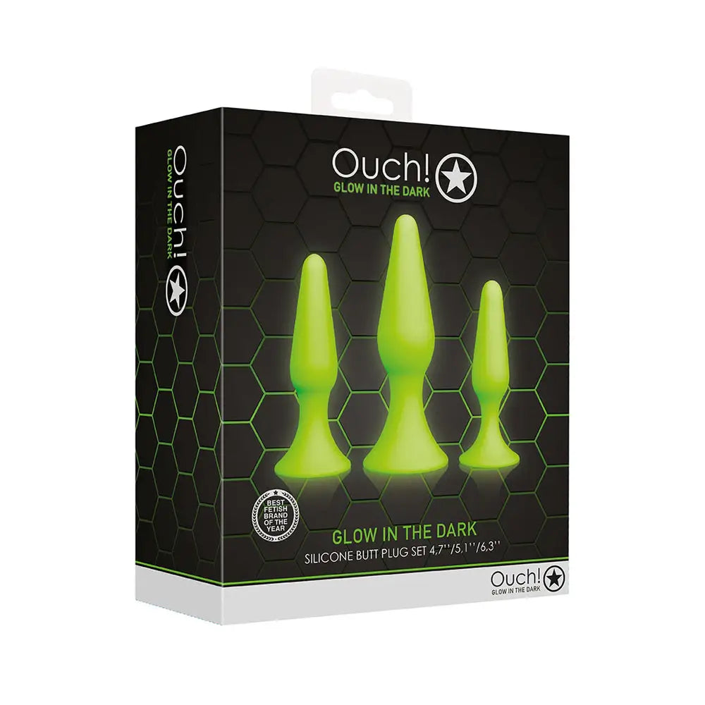 Ouch! Glow in the Dark Butt Plug Set - Glow in the Dark - Butt Plug