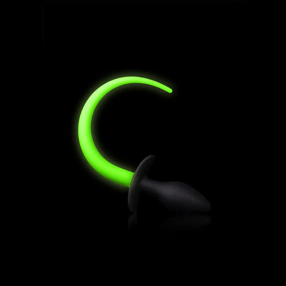 Ouch! Glow in the Dark Puppy Tail Plug - Glow in the Dark - Butt Plug