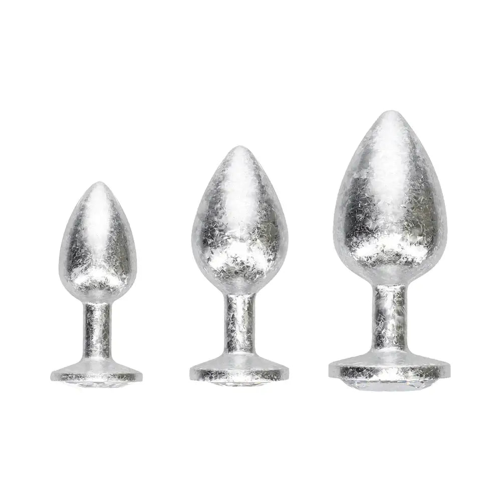 Ouch! International Collection Metal Anal Plug 3-Piece Set - Silver - Butt
