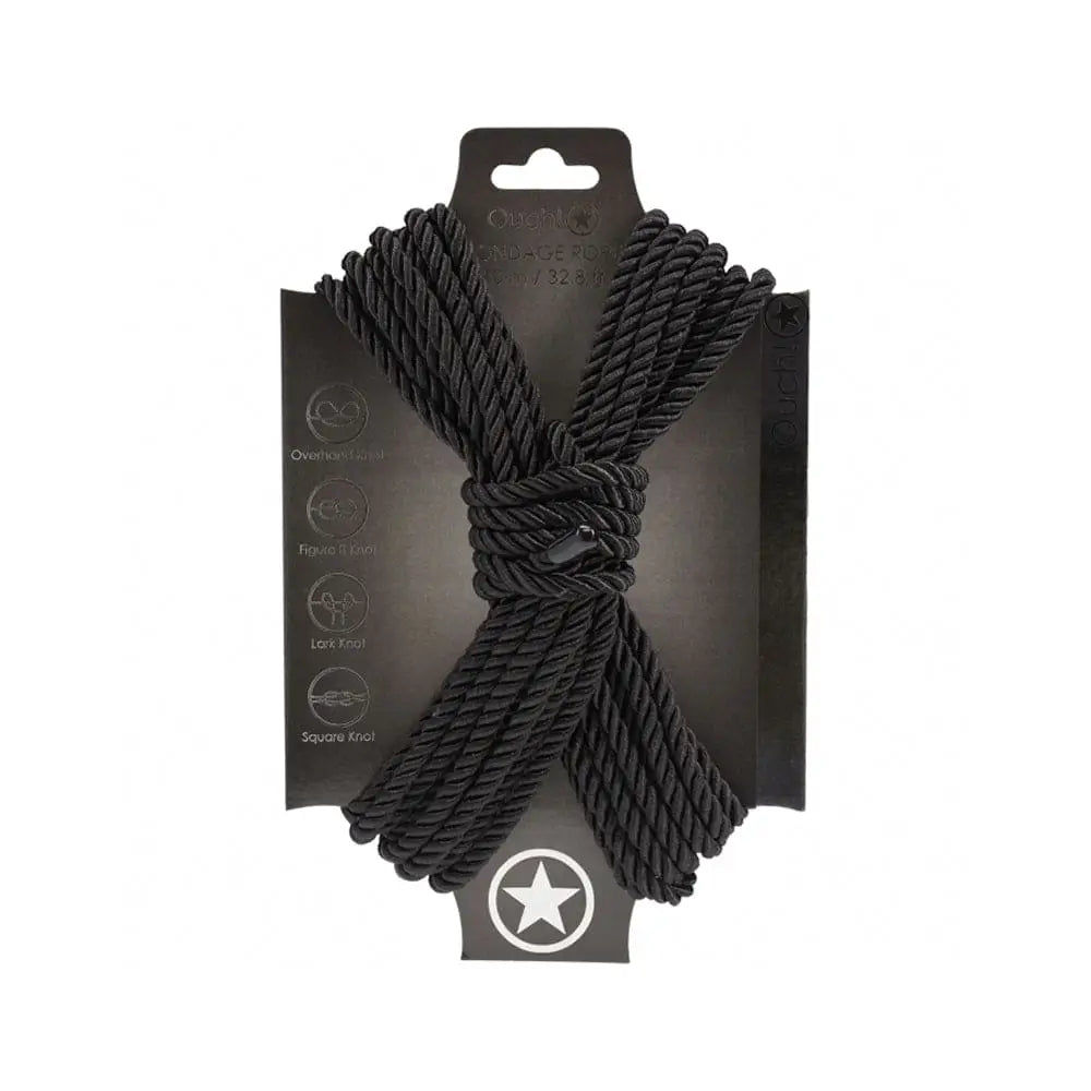 Shots Ouch! Nylon 10m/32' Bondage Rope Black - Rolik®