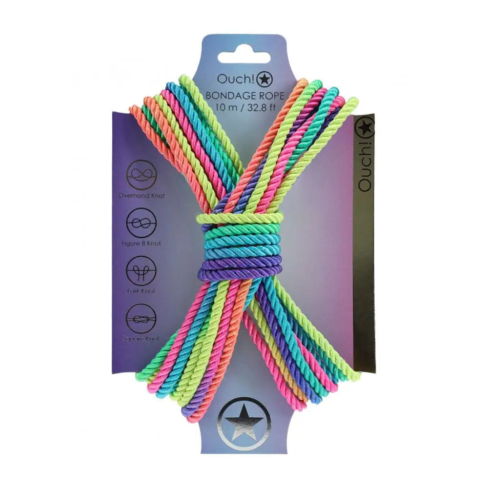 Shots Ouch! Nylon 10m/32' Bondage Rope Rainbow - Rolik®