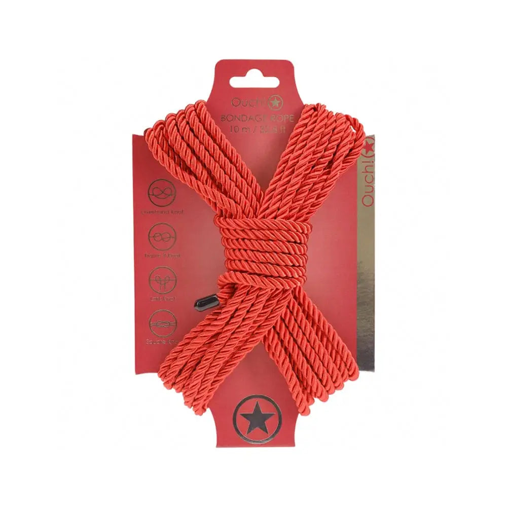 Shots Ouch! Nylon 10m/32' Bondage Rope Red - Rolik®