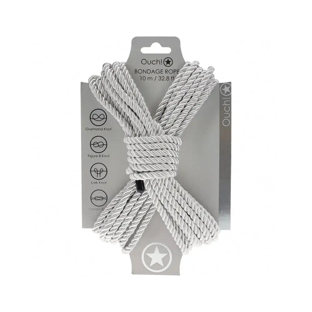 Shots Ouch! Nylon 10m/32' Bondage Rope Silver - Rolik®