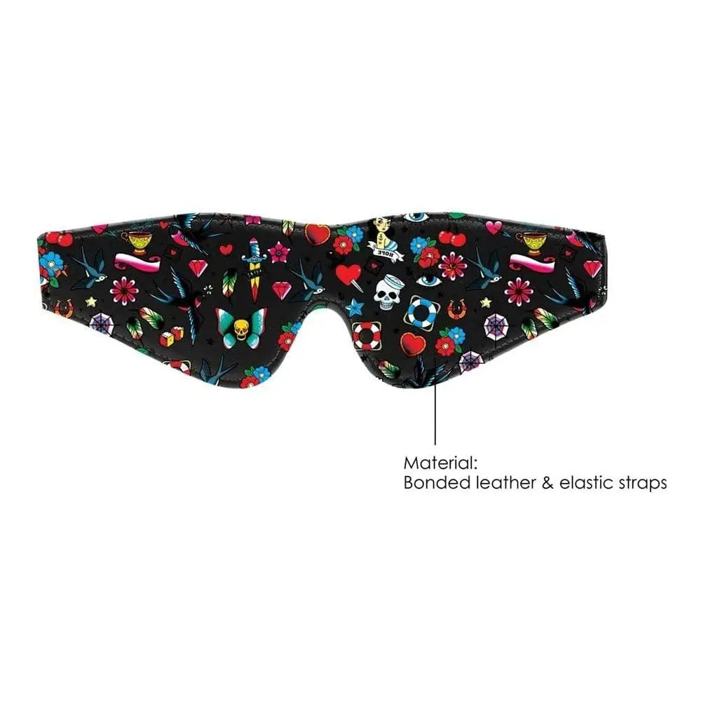 Ouch! Old School Tattoo Printed Eye Mask - Black - Blindfold
