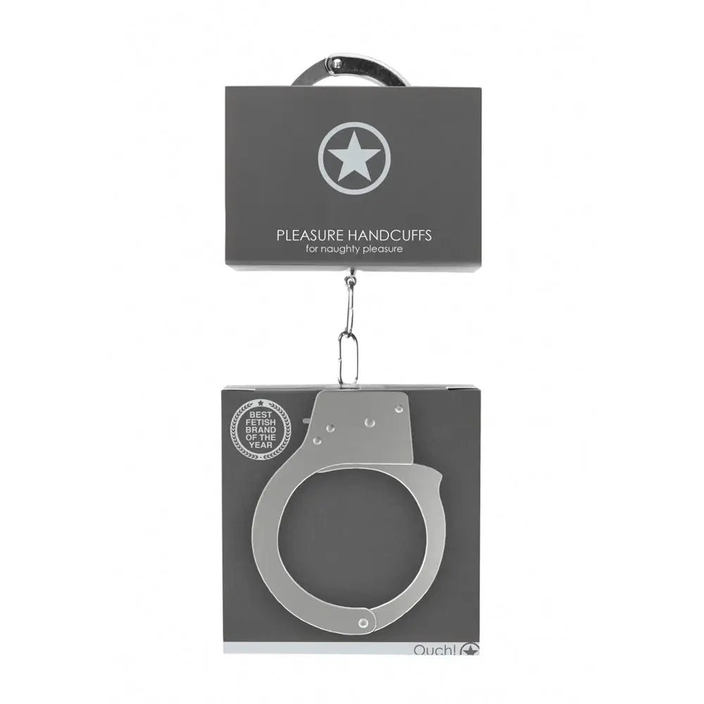 Ouch! Pleasure Metal Handcuffs - Silver - Restraints