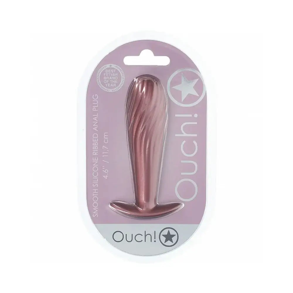Ouch! Smooth Silicone Ribbed Anal Plug - Butt