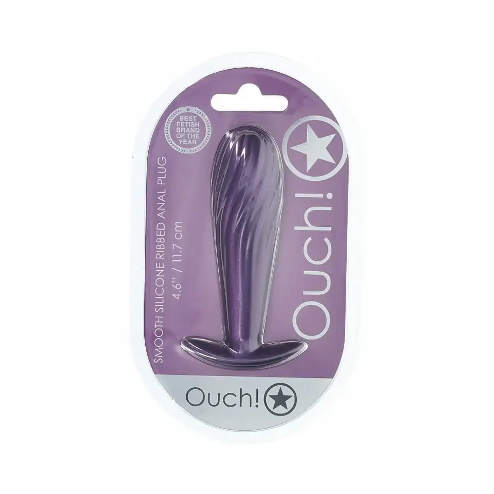 Ouch! Smooth Silicone Ribbed Anal Plug - Butt