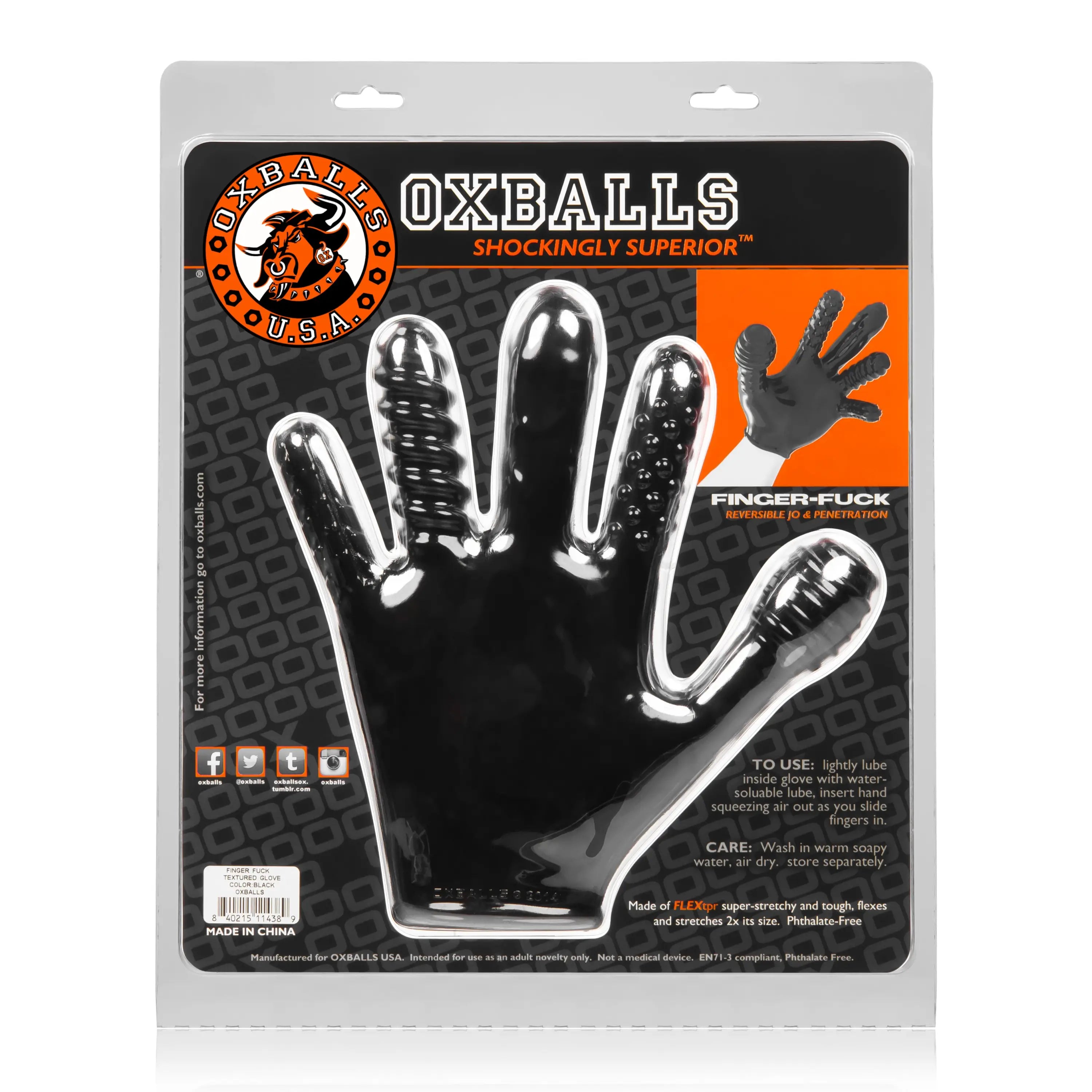 Oxballs Finger - F*ck Reversible JO & Penetration Toy - Black - Anal Probe