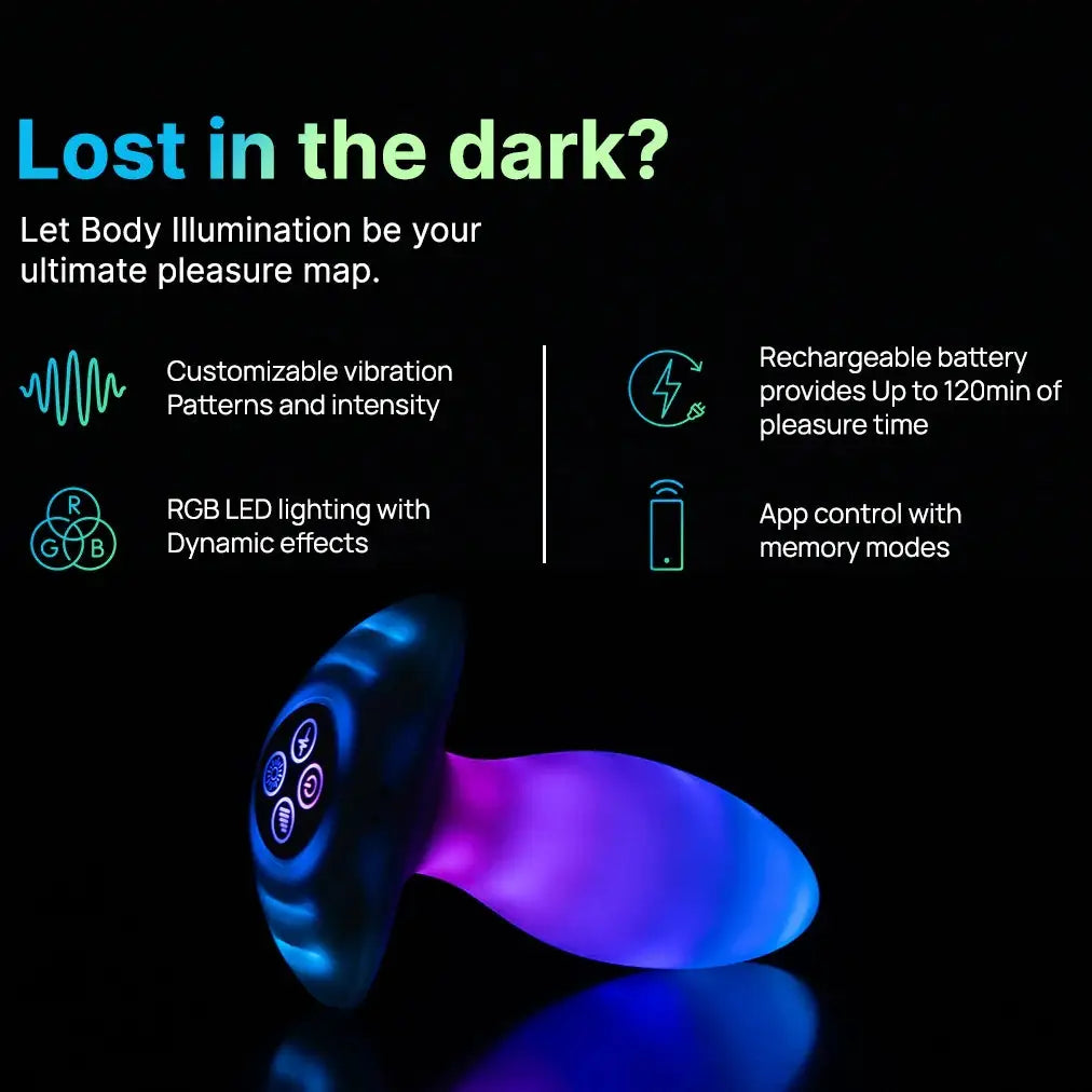 Paradise Pleasure Products The Plug RGB LED App-Enabled Vibrating Butt - Rechargeable & Waterproof Multicolor
