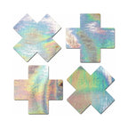 Pastease® Cross Nipple Pasties - Mini Holo Silver 4-Pack