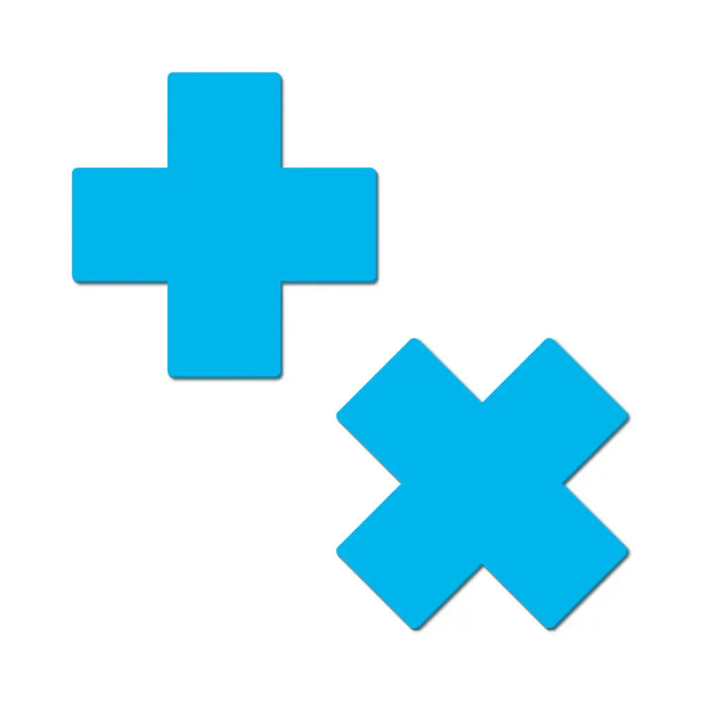 Glow Blue Cross Nipple Pasties