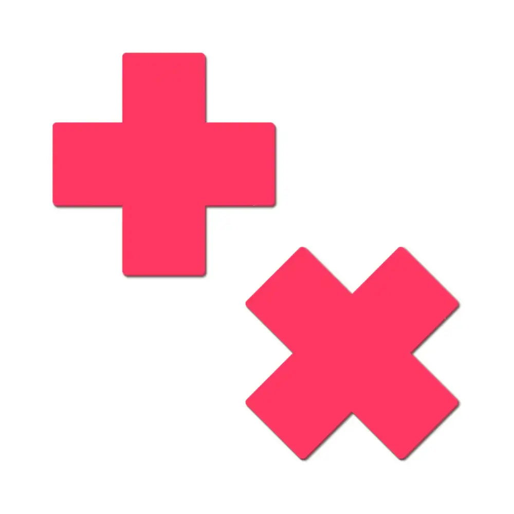 Glow Pink Cross Nipple Pasties