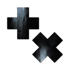 Pleather Black Cross Nipple Pasties