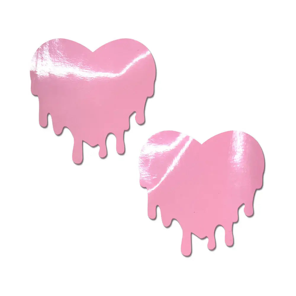 Pastease® Heart Nipple Pasties - Faux Latex Baby Pink Melty