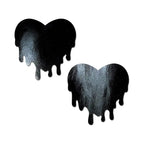 Pastease® Heart Nipple Pasties - Faux Latex Black Melty