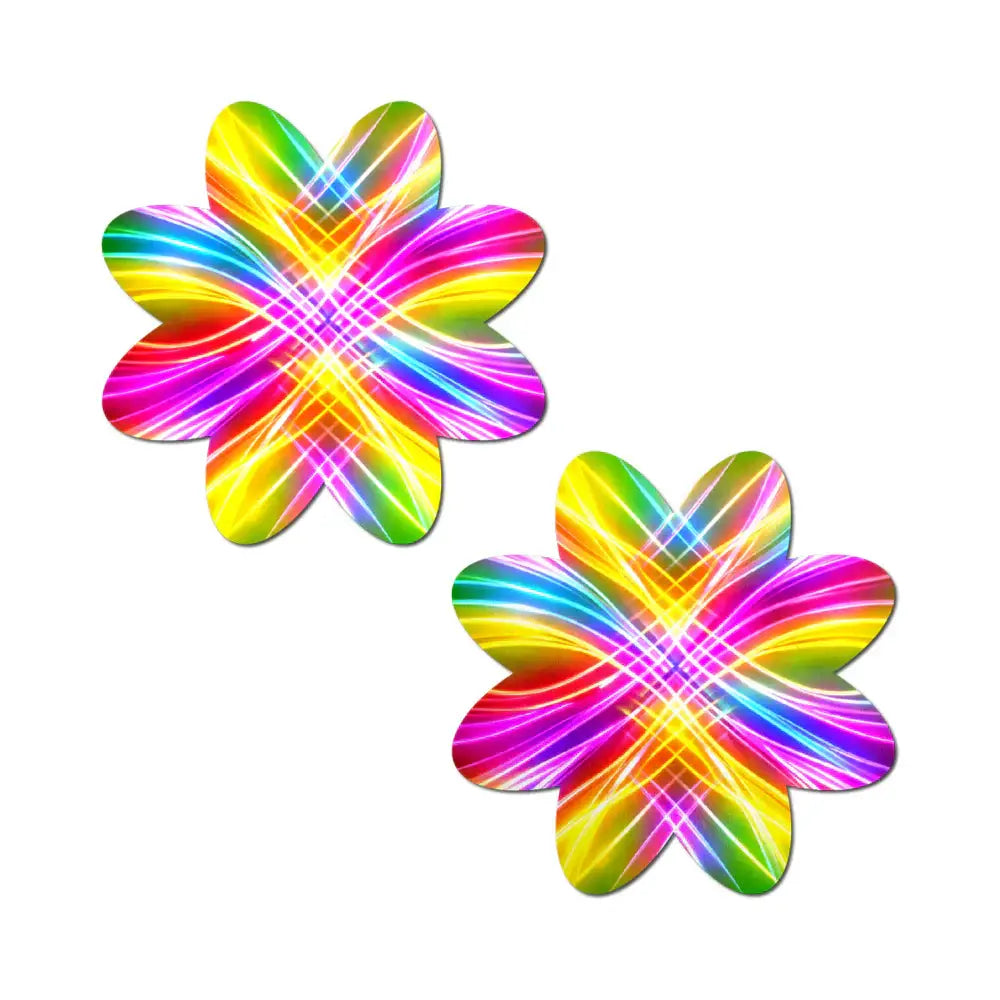 Pastease® Petal Collection Nipple Pasties | 12 Designs Electric Rainbow Fractal Laser