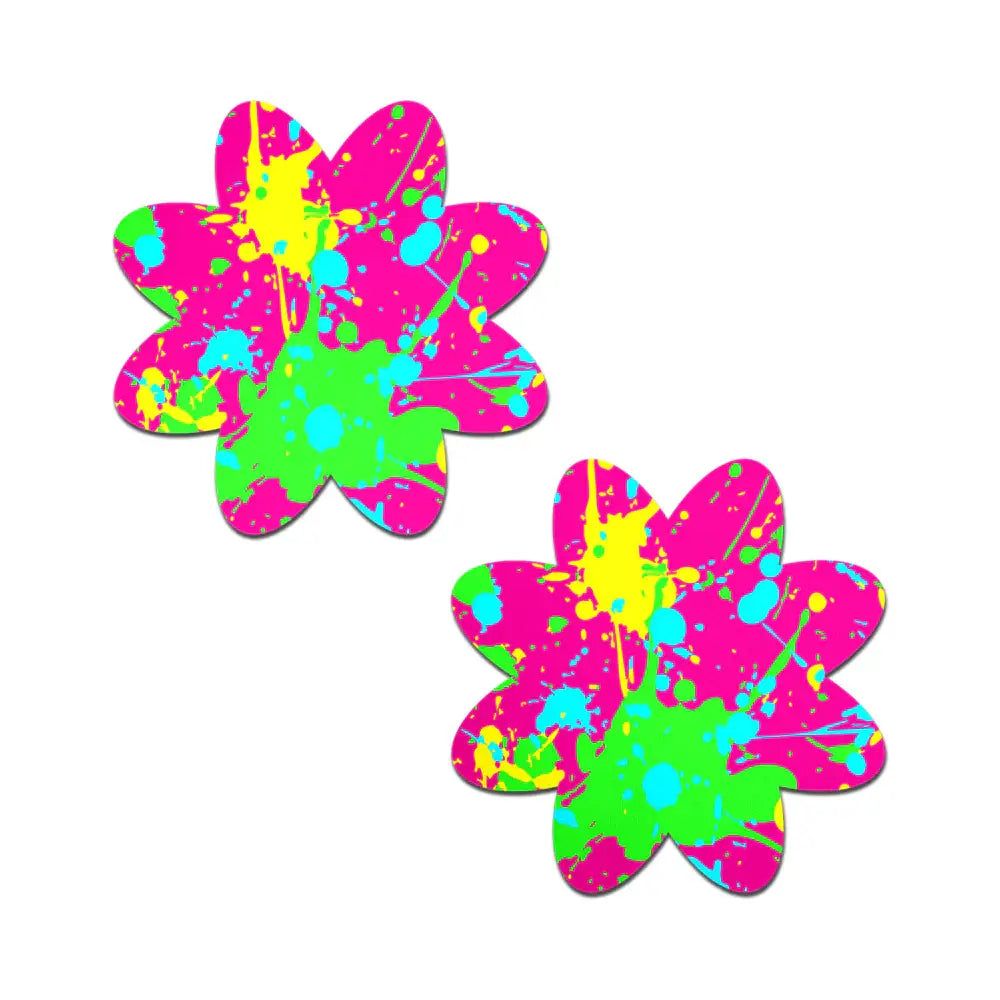 Pastease® Petal Collection Nipple Pasties | 12 Designs Neon Pink Graffiti Paint Splatter