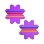 Pastease® Petal Collection Nipple Pasties | 12 Designs Retro Stripes on Purple