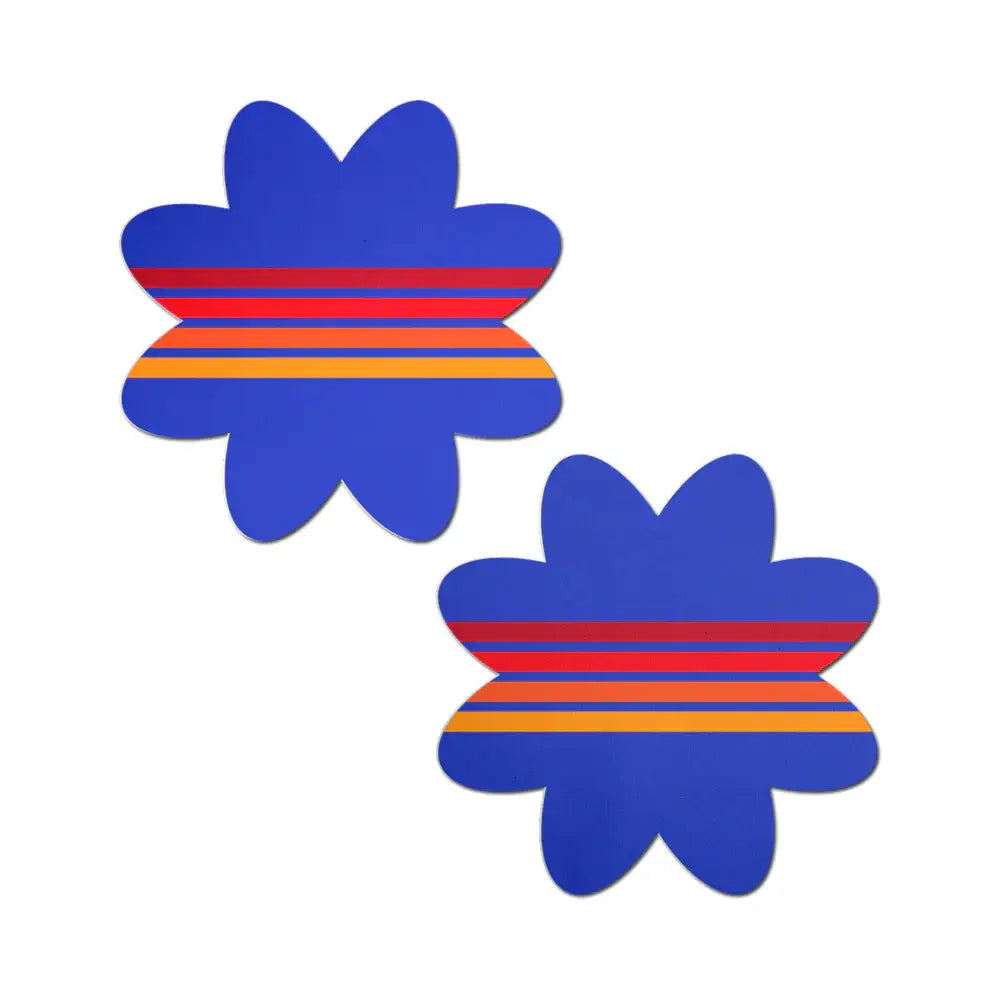 Pastease® Petal Collection Nipple Pasties | 12 Designs Retro Stripes on Blue