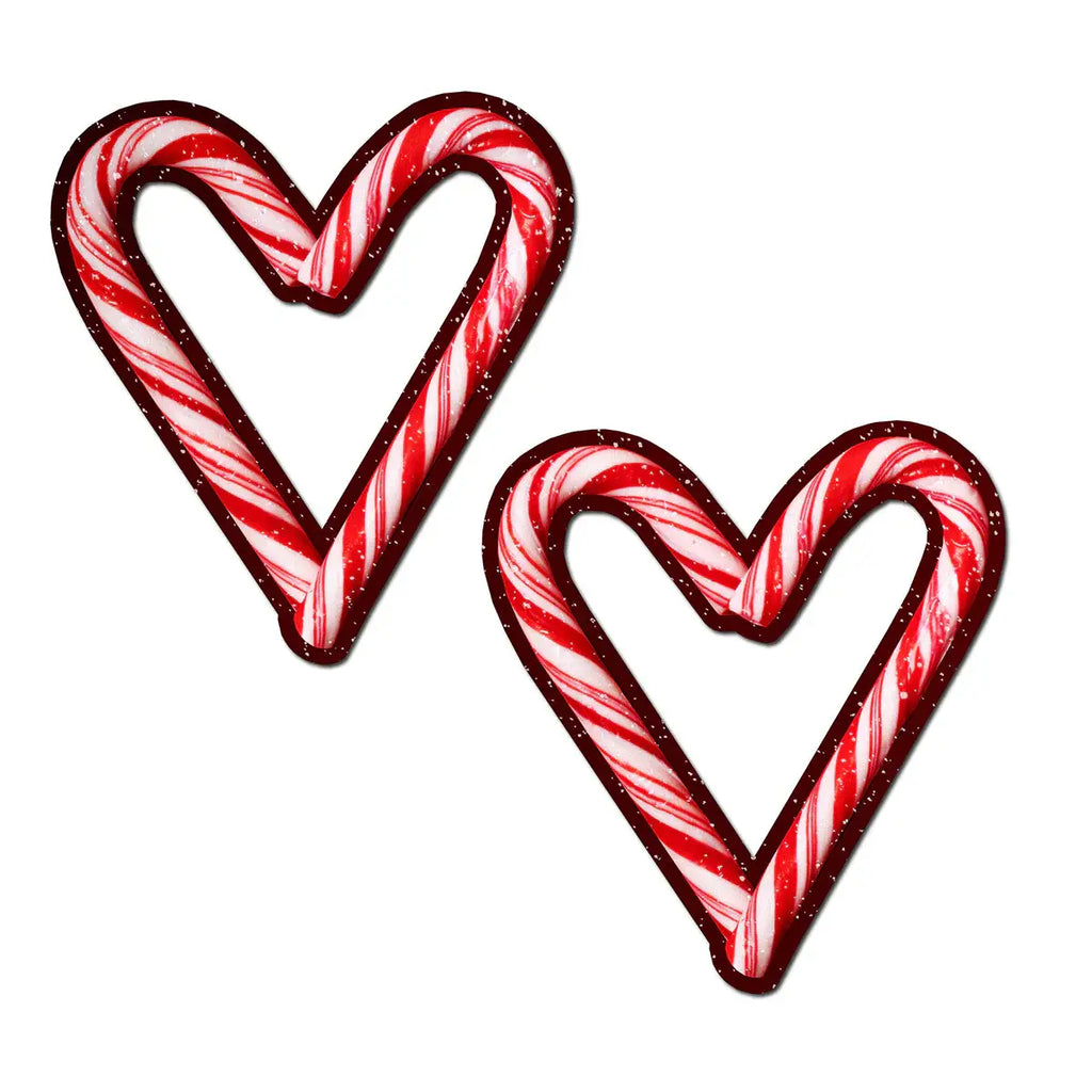 Peek-A-Boob Candy Cane Heart Themed Nipple Pasties