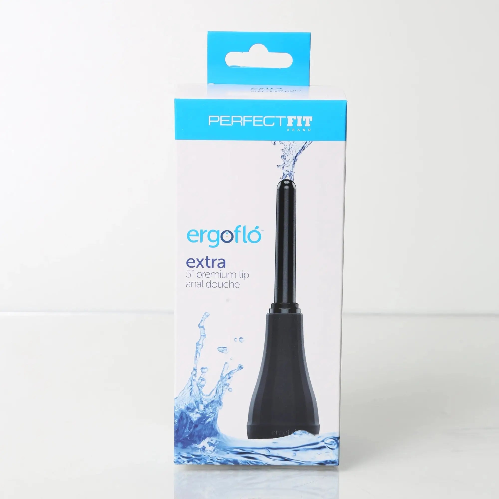 Perfect Fit Brand Ergoflo Extra Anal Douche - 5’’ Premium Tip with Air Valve Technology Black