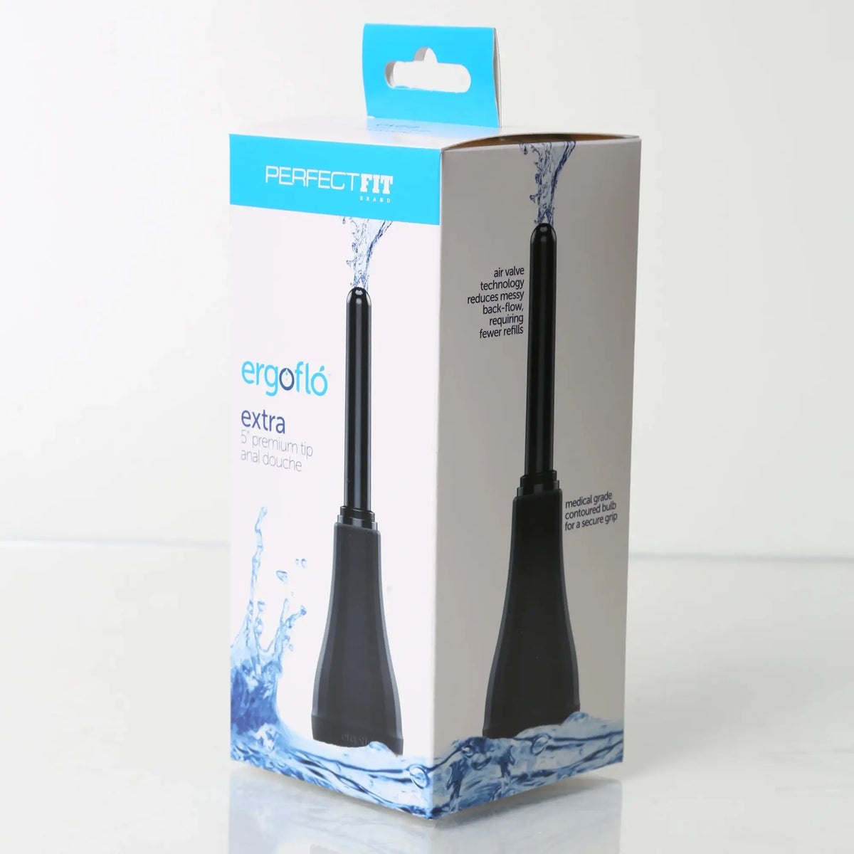 Perfect Fit Brand Ergoflo Extra Anal Douche - 5’’ Premium Tip with Air Valve Technology Black