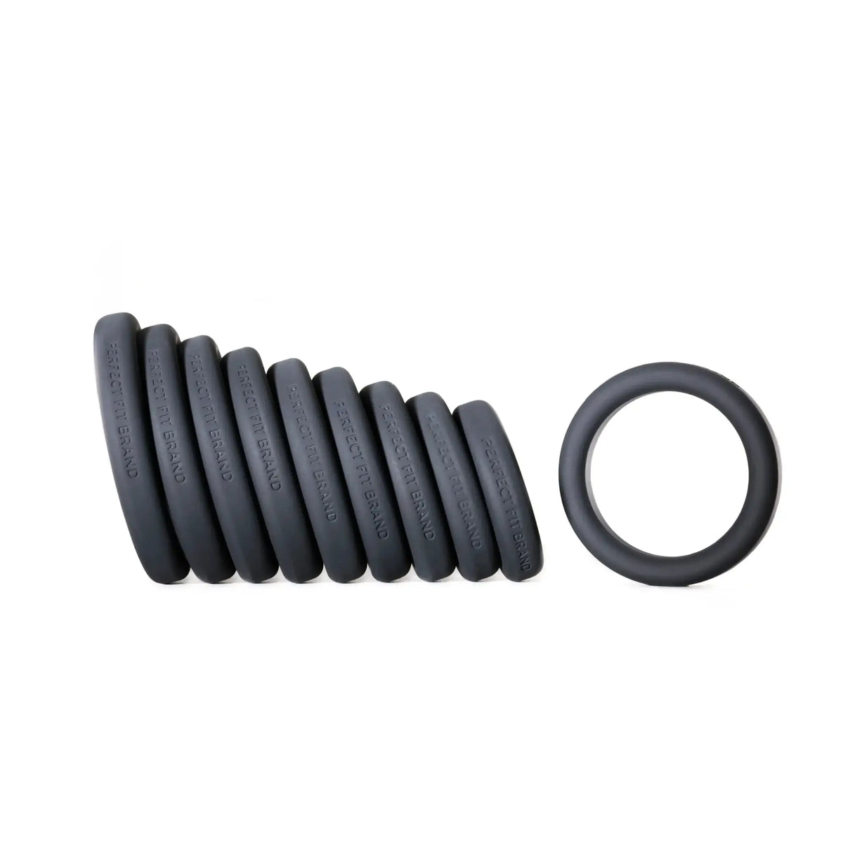 Perfect Fit Brand Play Zone 9 Sizes C-Ring Kit - Xact-Fit Silicone Rings Black