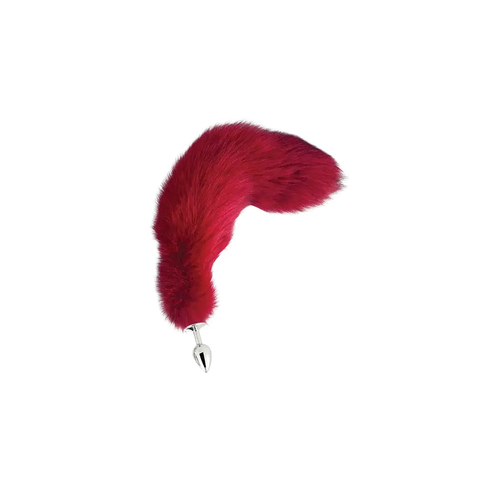 Pink Elephant Stainless Steel Fox Tail Butt Plug | Faux Fur | S/M/L Small / Red