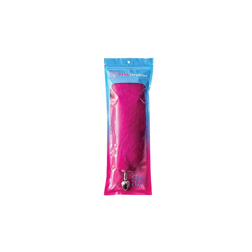 Pink Elephant Stainless Steel Fox Tail Butt Plug | Faux Fur | S/M/L
