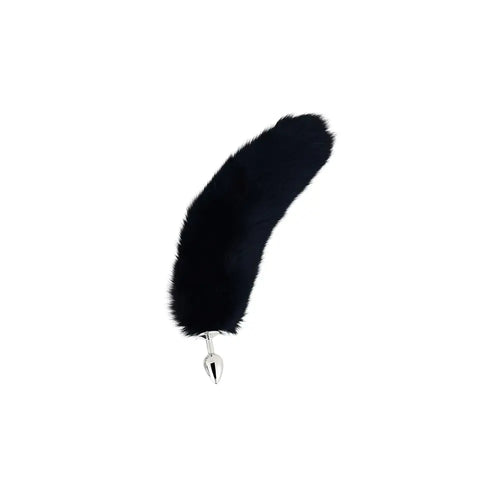Pink Elephant Stainless Steel Fox Tail Butt Plug | Faux Fur | S/M/L Small / Black