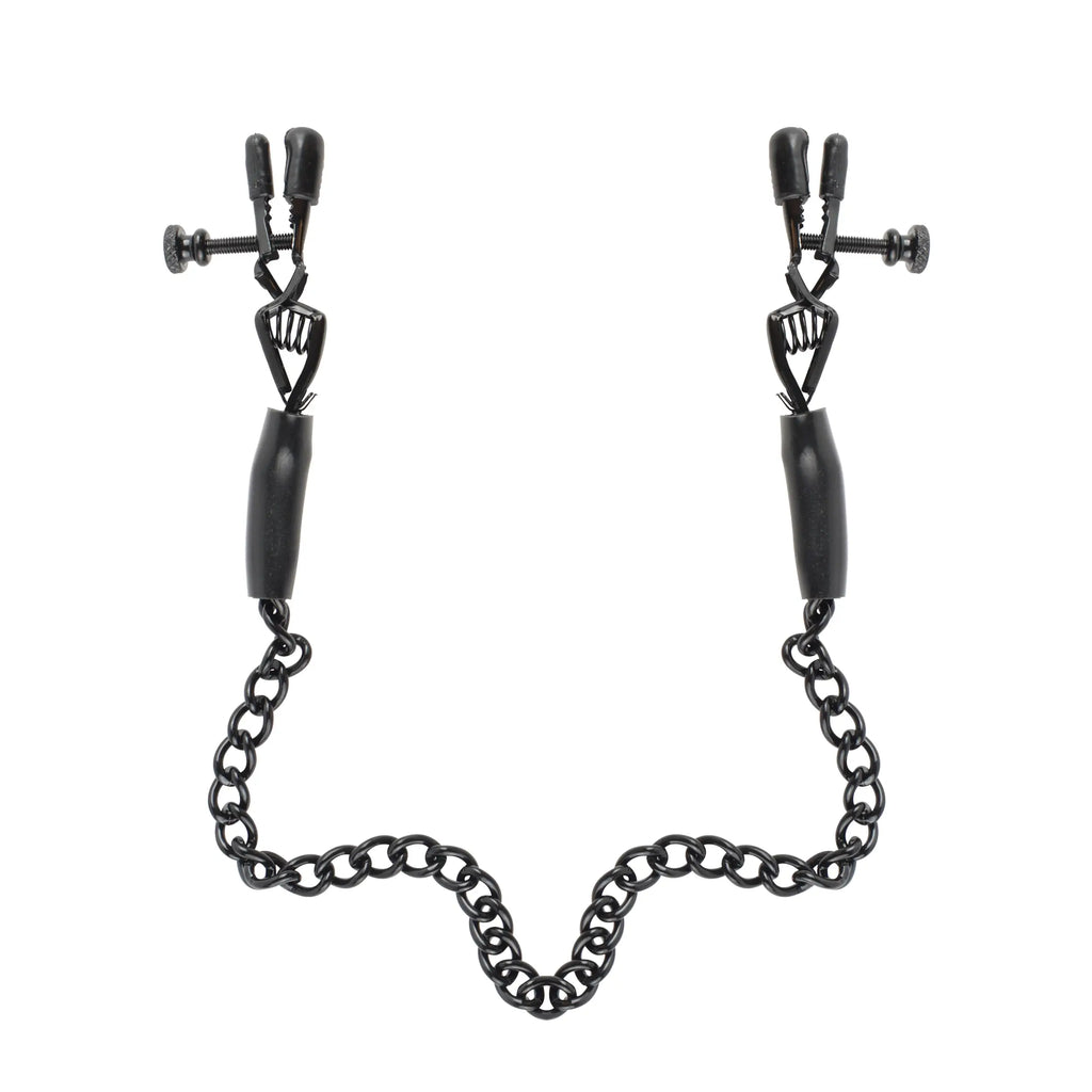 Fetish Fantasy Series Adjustable Nipple Chain Clamps Black