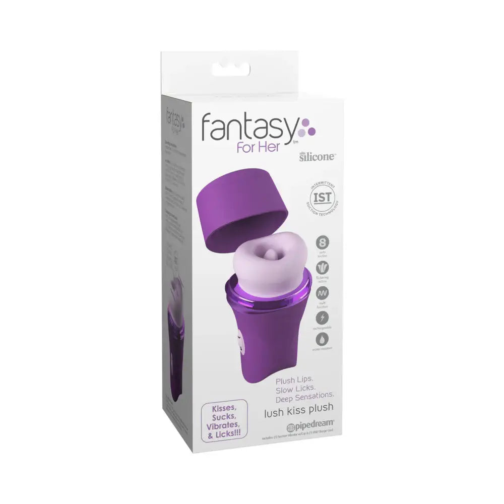 Pipedream® Fantasy for Her Lush Kiss Plush – Licking & Suction Clitoral Vibrator Purple