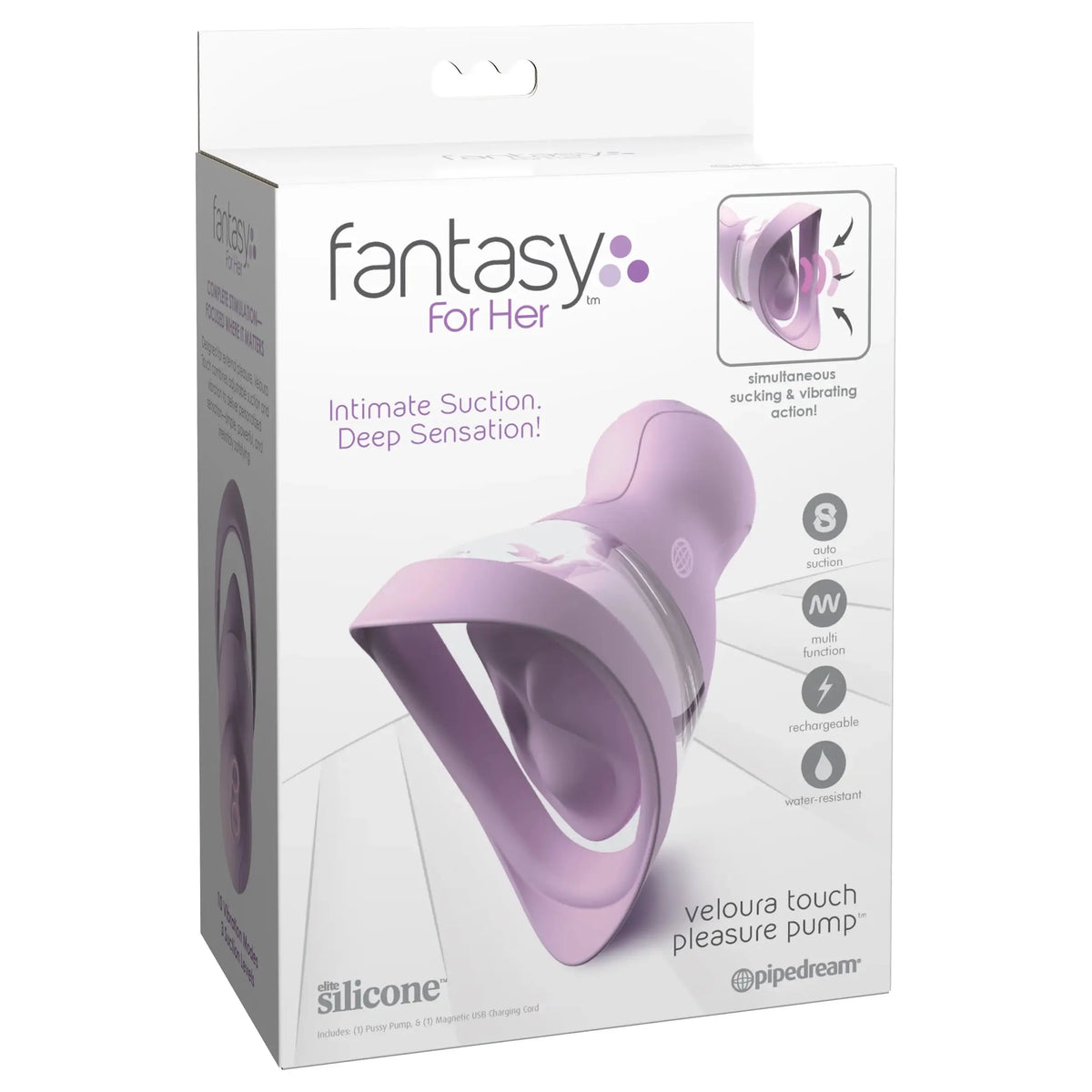 Pipedream® Fantasy For Her Veloura Touch Vibrating Pleasure Pump Lavender