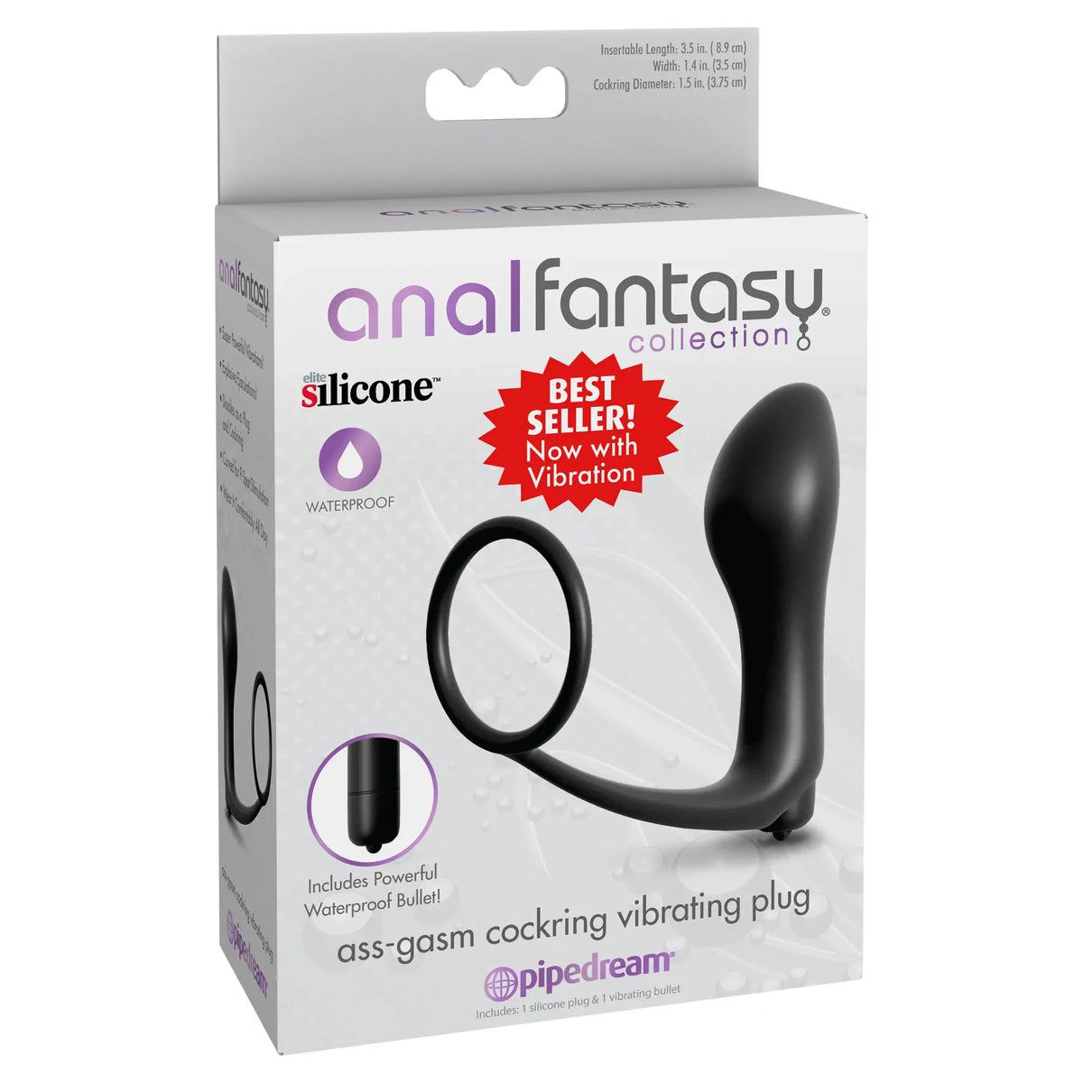 Pipedream® Pipedream Anal Fantasy Ass-Gasm Vibrating C-Ring Butt Plug Black