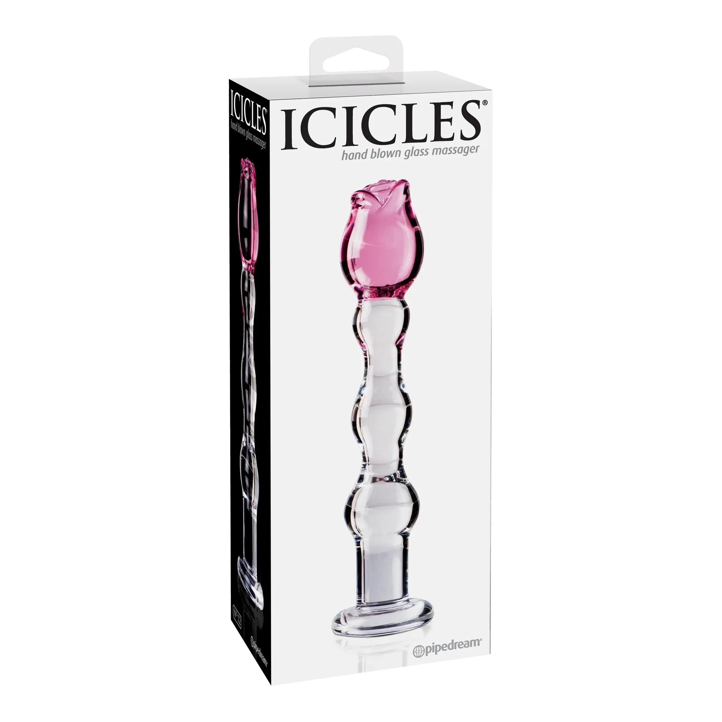 Pipedream® Pipedream Icicles No. 12 Hand-Blown Beaded Flower Glass Dildo Pink