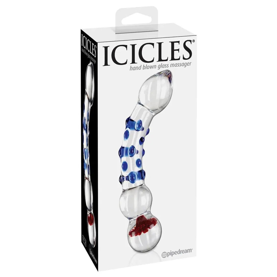 Pipedream® Pipedream Icicles No. 18 Hand-Blown Textured Glass Dildo Multicolor
