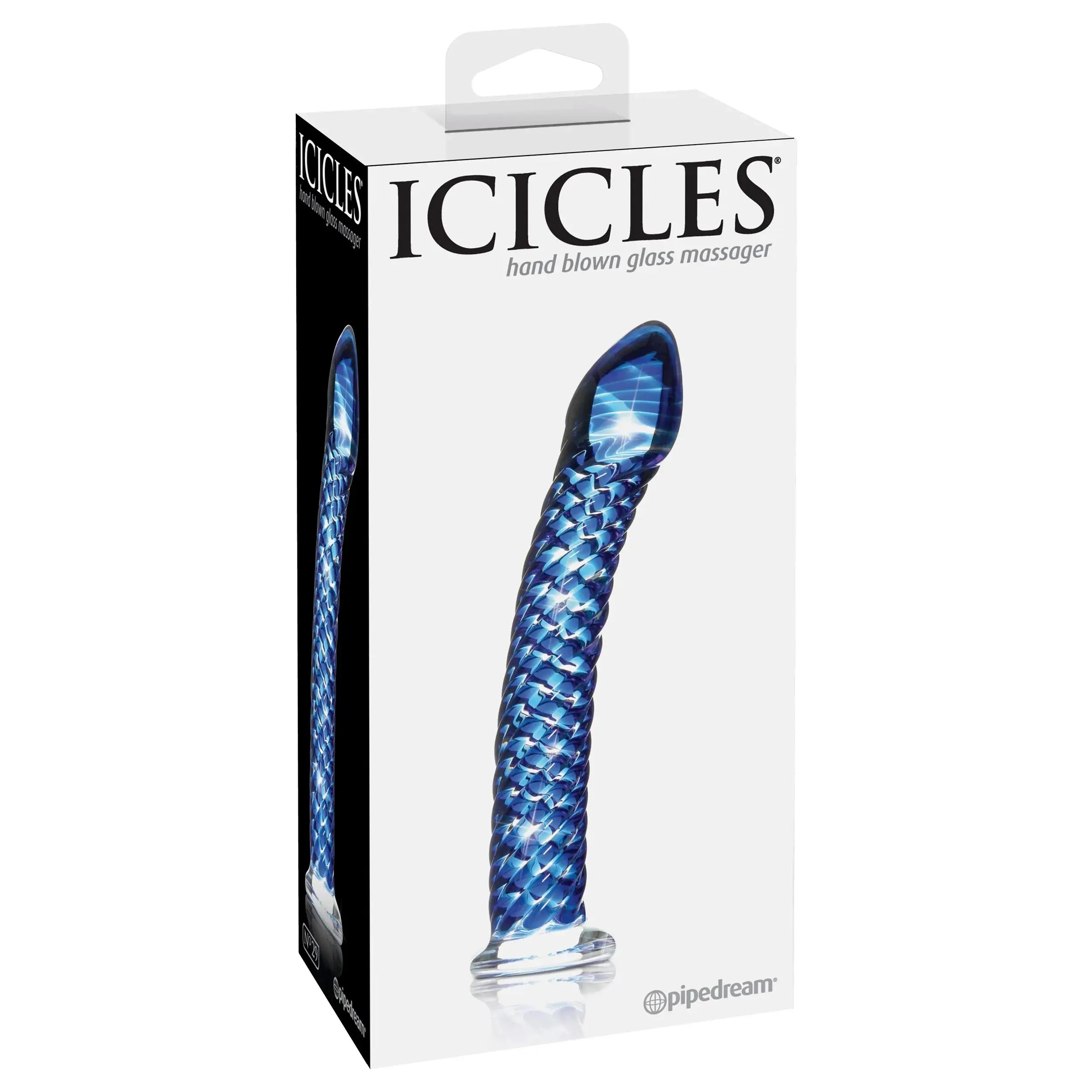 Pipedream® Pipedream Icicles No. 29 Ribbed Glass G-Spot Dildo - Hand-Blown Luxury Blue