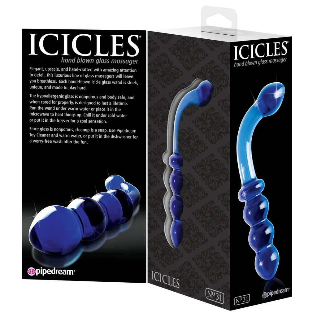 Pipedream® Pipedream Icicles No. 31 Hand-Blown Glass G-Spot & Anal Massager Blue