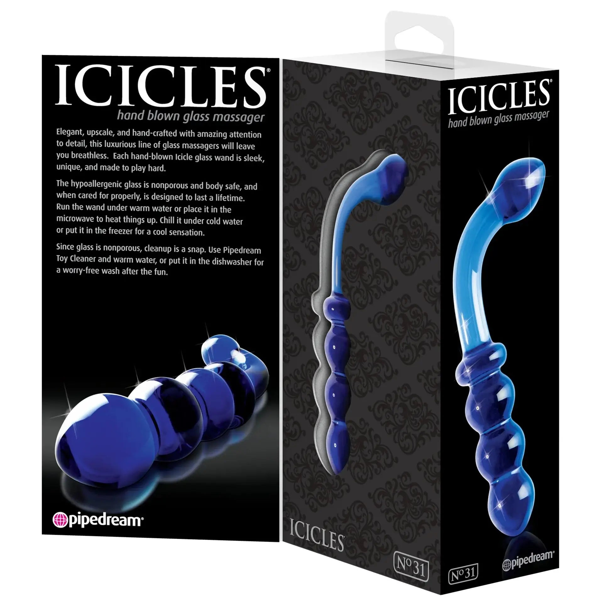 Pipedream® Pipedream Icicles No. 31 Hand-Blown Glass G-Spot & Anal Massager Blue