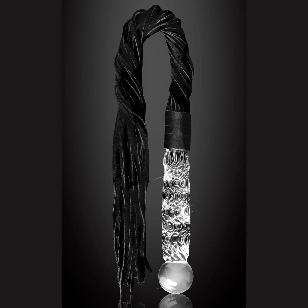 Pipedream® Pipedream Icicles No. 38 Glass Flogger – Dual-Purpose Dildo & Whip Black