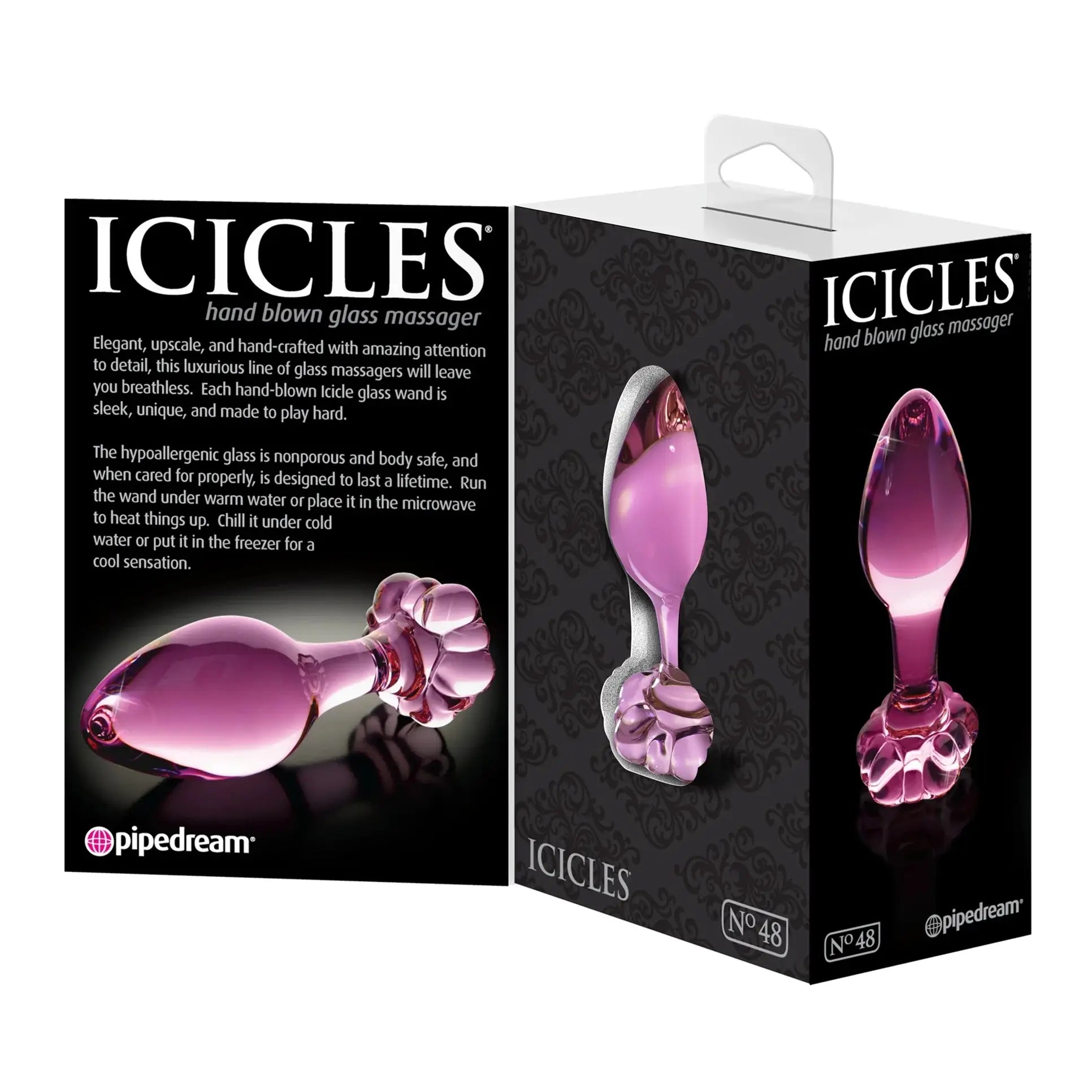 Pipedream® Pipedream Icicles No. 48 Pink Flower Glass Butt Plug