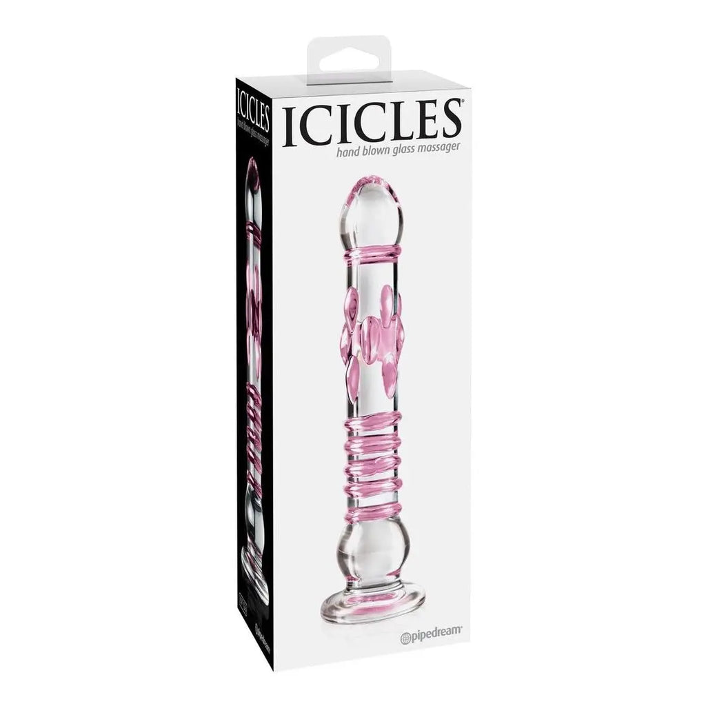 Pipedream® Pipedream Icicles No. 6 Hand-Blown Textured Glass Dildo Pink