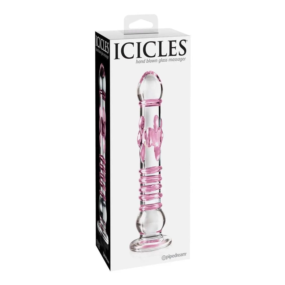 Pipedream® Pipedream Icicles No. 6 Hand-Blown Textured Glass Dildo Pink