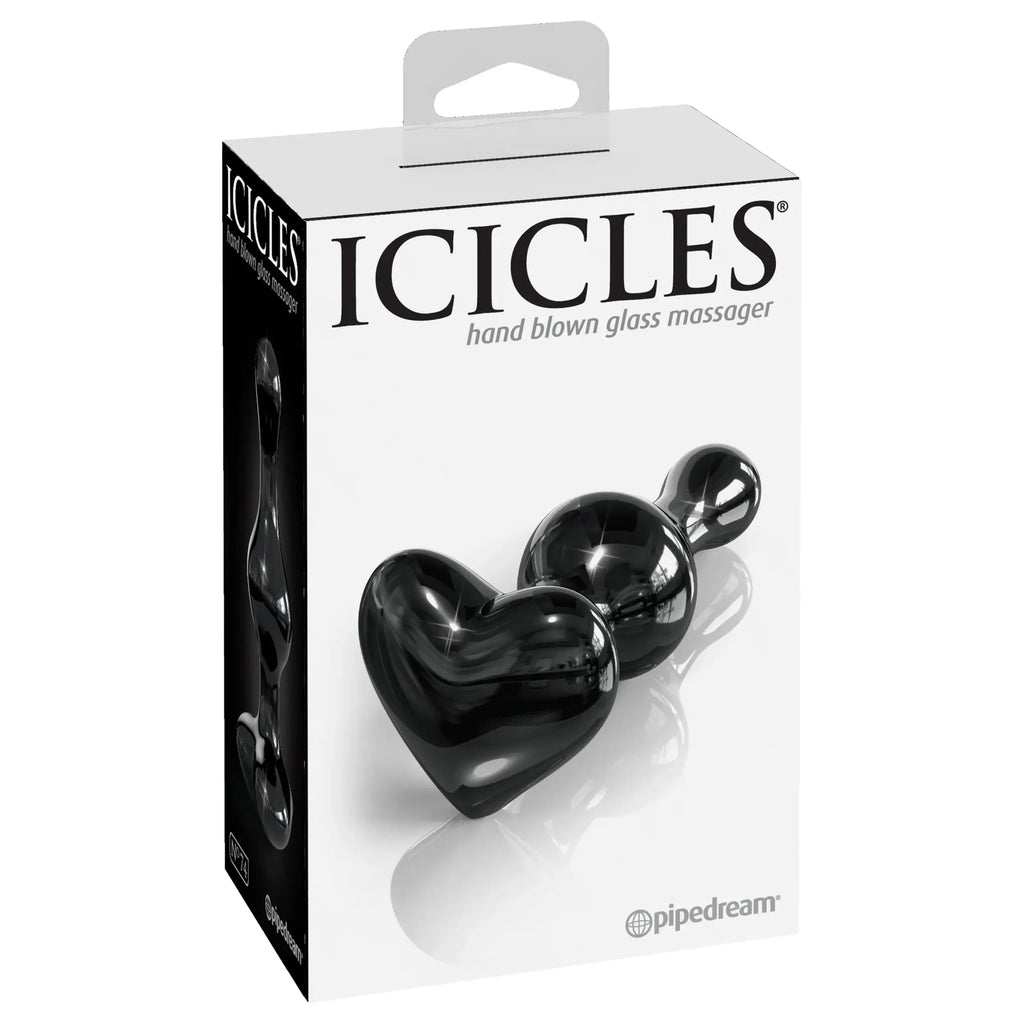 Pipedream® Pipedream Icicles No. 74 Black Heart Glass Butt Plug
