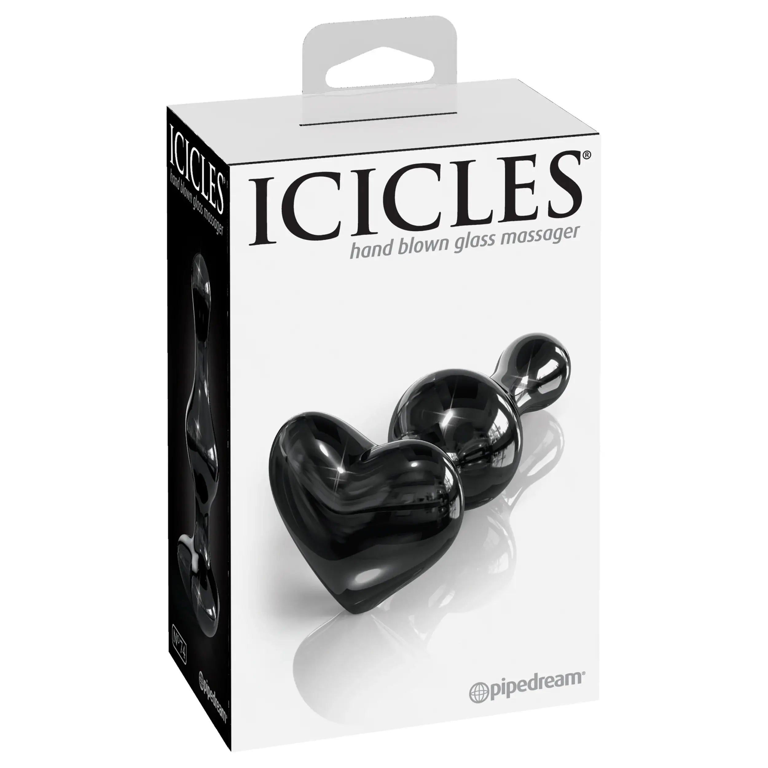 Pipedream® Pipedream Icicles No. 74 Black Heart Glass Butt Plug